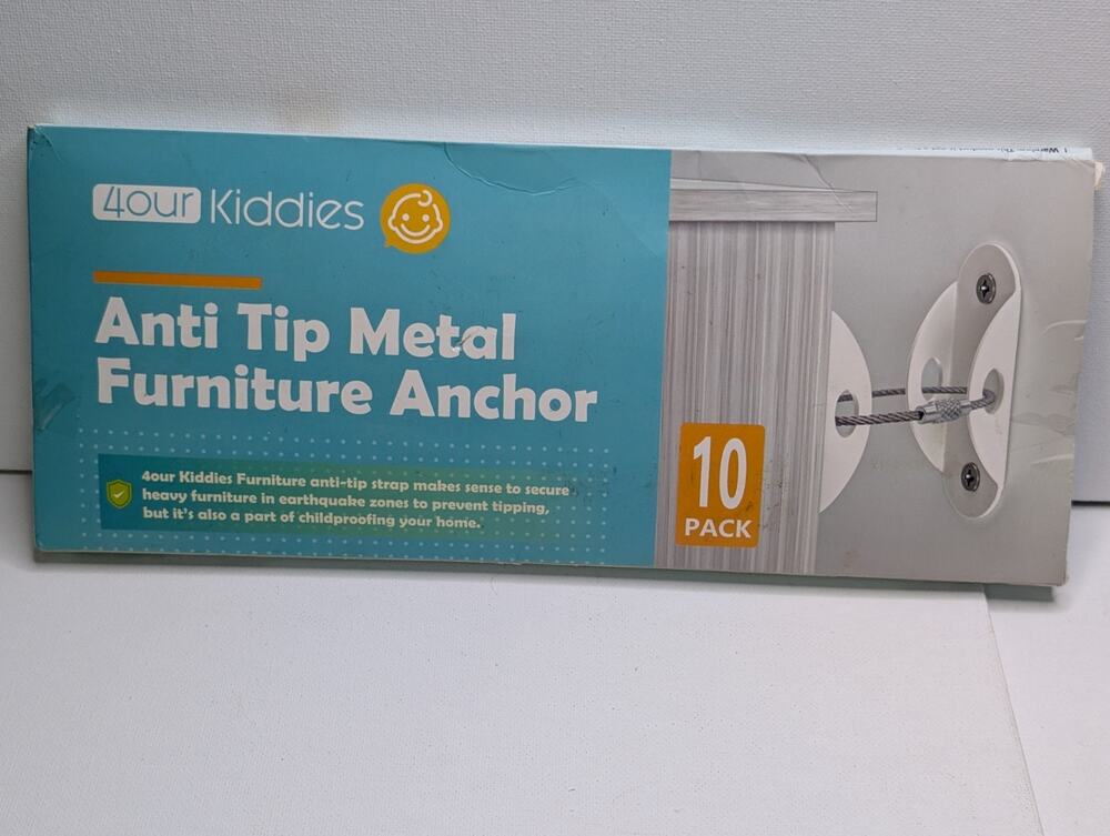 4our Kiddies Anti Tip Furniture Anchors 10 Pack Metal Child Safety Heavy Duty